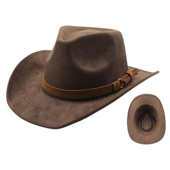 Dark Brown Wide Brim Western Cowboy Hat  - NEW - Picture 1 of 2